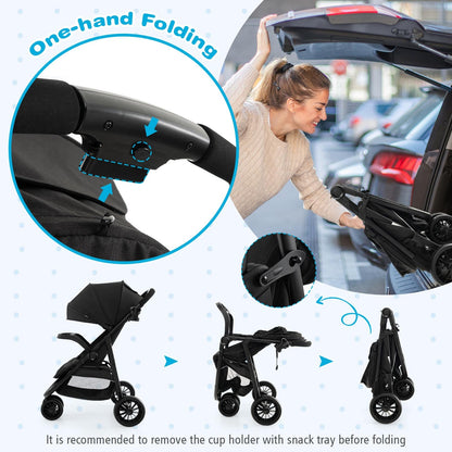 Baby Jogging Stroller with Adjustable Canopy for Newborn