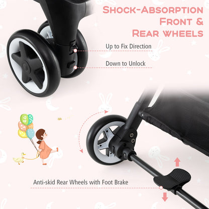 Lightweight Aluminium Frame Baby Stroller with Net-Pink